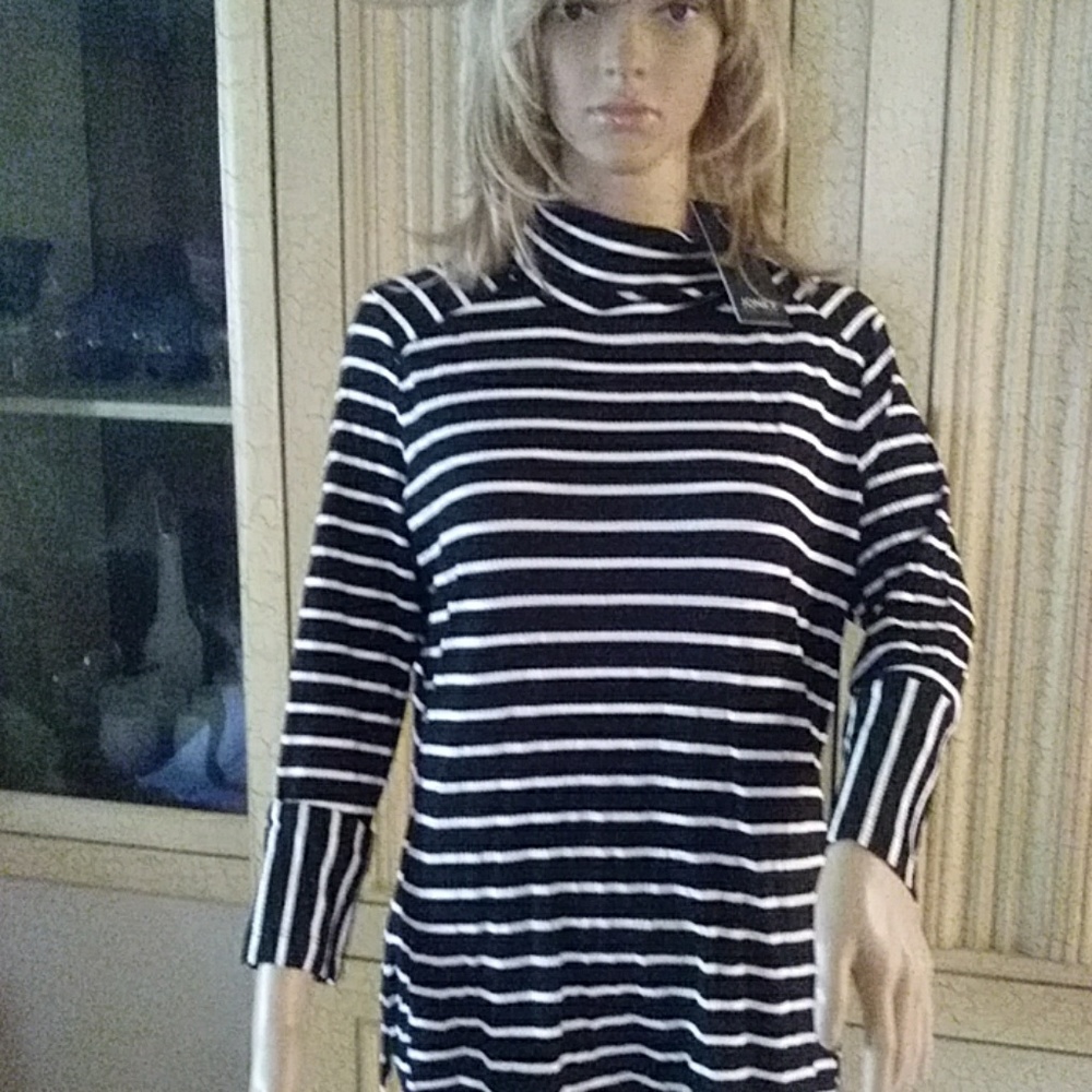 JONES NEW YORK turtleneck ribbed stripes